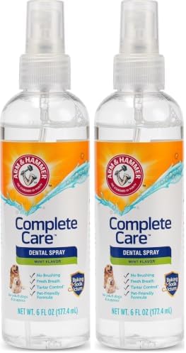 Arm & Hammer Complete Care Dog Dental Spray, Mint Flavor, Easy Brushless Dog Breath Freshener, Baking Soda Enhanced Formula for Fresh Dog-Breath, 6oz (Pack of 2)
