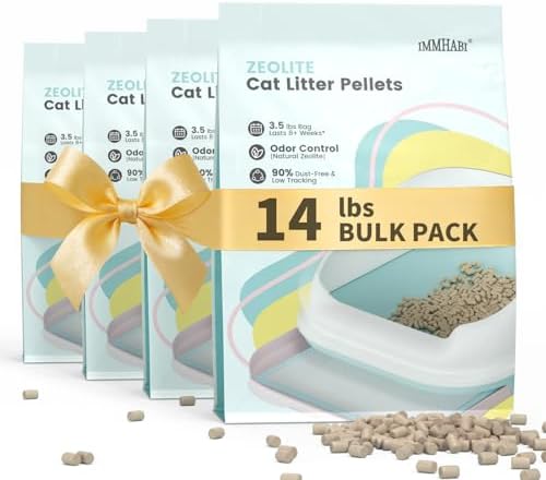 Generic Cat Litter Pellets 14 lbs(3.5lbs×4), Generic Litter Refills Exclusively for Dual-Layer Litter Box Systems, Dehydrating Pellets, Zeolite, Long-Lasting Odor Control Non-climping