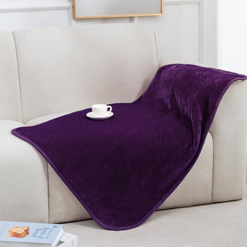 gogobunny Waterproof Pet Blanket for Small Dogs and Cats, Reversible Sherpa Fleece Soft Plush Throw for Couch Protection, Washable Furniture Protector (Dark Purple, 30x40 inches)