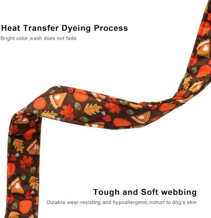 Lionet Paws Halloween Dog Collar- Cute Leaves Brown Dog Collars with Plastic Buckle and Pumpkin Pendant,Light Adjustable Dog Collars for Small Dogs