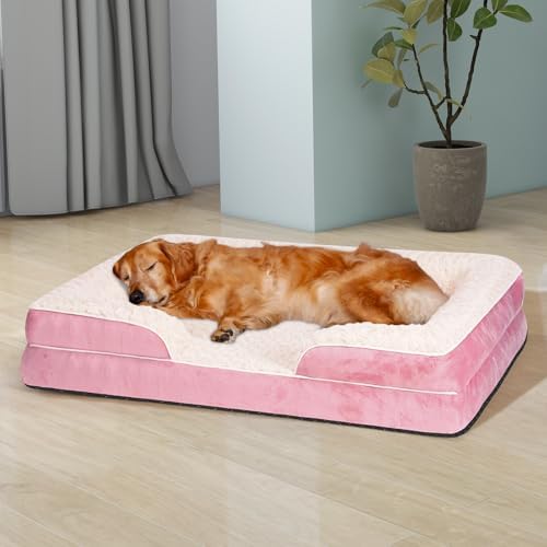 Orthopedic Dog Beds Medium Large Sized Dog, Dog Sofa Bed, Pet Beds(Pink, L)