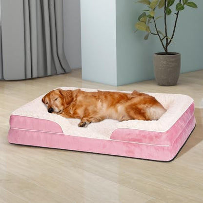 Orthopedic Dog Bed Medium Large Sized Dog,Large Dog Bed,Dog Couch(Pink, XL)