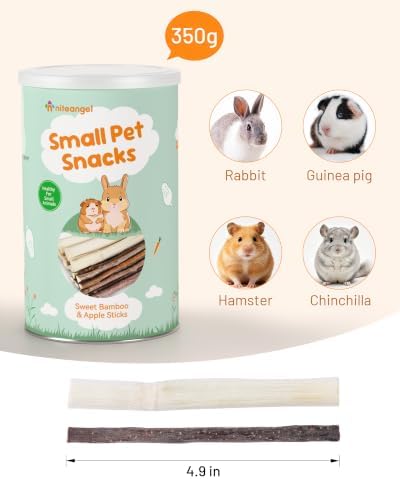 Niteangel Natural Timothy Hay Sticks Timothy Molar Rod Apple Sticks for Rabbits, Chinchilla, Guinea Pigs and Other Small Animals (Apple Twig & Bamboo)