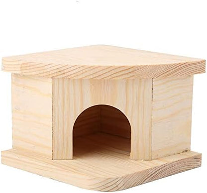 Joyzan Hamster Hideout Wooden House, Chamber Mouse Playing Hiding Chewable