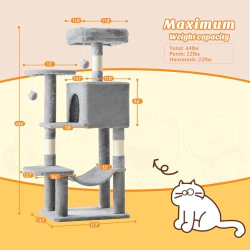 44 Inch Small Cat Tree Tower for Indoor Cats and Kittens