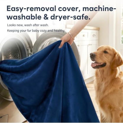 Magic Dog Super Soft Large Dog Bed, 39 Inches Orthopedic Foam Pet Beds with Anti Slip Bottom, Dog Sleeping Mattress with Removable and Washable Cover, Blue L,39'' X 33.5'' X 3.7''