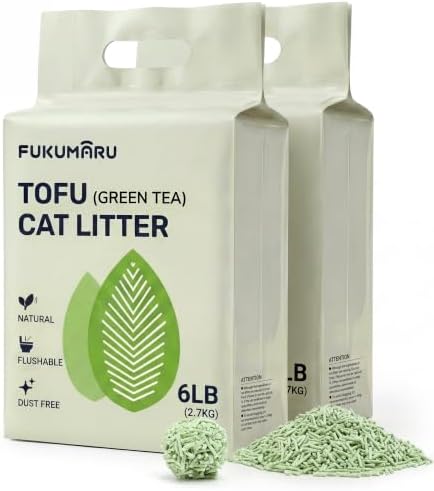 FUKUMARU Tofu Cat Litter, Green Tea Scented, Clumping, Odor Control, 12 lb
