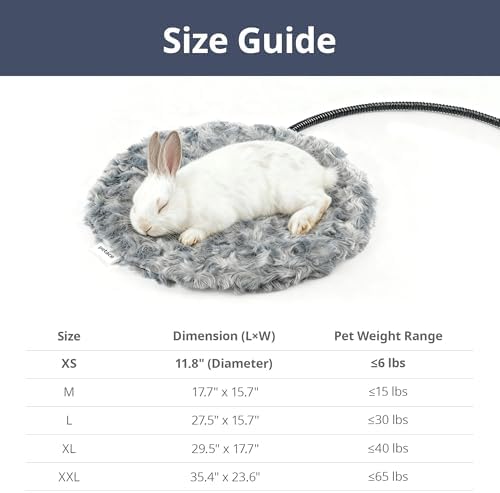 Adjustable Temperature Cat Heating Pad, 11.8"x11.8", 30W, Light Gray