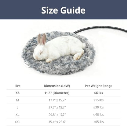 Adjustable Temperature Cat Heating Pad, 11.8"x11.8", 30W, Light Gray