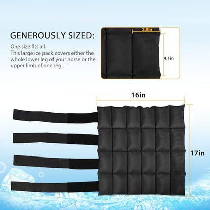 Harrison Howard Ice Boot for Horse Cool Gel Pack Leg Wrap for Treating Full Leg, Knee, Hock Injuries Reusable Ice Cooling Therapy
