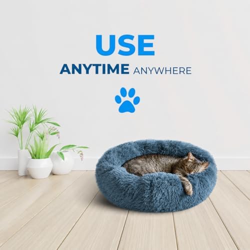 Whiskers & Friends Cat Beds for Indoor Cats, Fluffy Cat Bed Small to Large