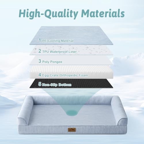 COZY KISS Cooling Dog Bed for Extra Large Dogs, 48" Orthopedic Pet Sofa