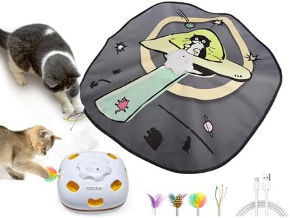 ORSDA 4 in 1 Interactive Cat Toys - Automatic Cat Toys for Indoor Cats & Kittens, 8 Holes Mice Whack-A-Mole, Hide and Seek Smart Motion with 5PCS DIY Replacement Refills
