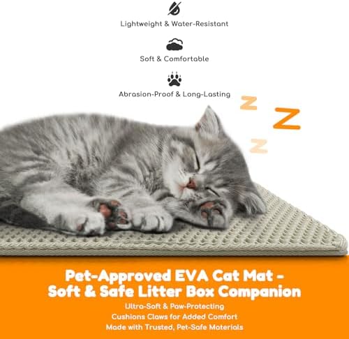 Cat Litter Mat 35"x24",Double Layer EVA litterbox Mat Beige