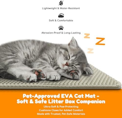 Cat Litter Mat 35"x24",Double Layer EVA litterbox Mat Beige