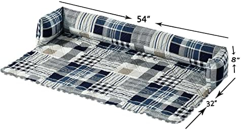 Brilliant Sunshine Blue Plaids & Stripes Dog Sofa Slipcover, Extra Large