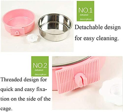 Stainless Steel Removable Pet Food Bowl, Anti-overturn Water Feeder Container, Suitable for Small Dog/Cat/Rabbit, 2 Set of Crate Bowls, Easy to Install and Clean