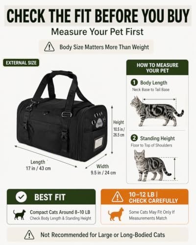 Soft-Sided Cat Carrier for Anxious Cats, Privacy Flaps 17x9.5x10.5in | 1680D Nylon, Metal Hardware, Reinforced Resin Mesh, Locking Zippers & Anti-Sag Base for Vet, Car and Under-Seat Air Travel.