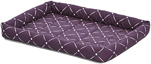 Midwest Homes for Pets 40224-PLD Quiet Time Couture Ashton Bolster Pet Bed, Medium Dog/24, Plum