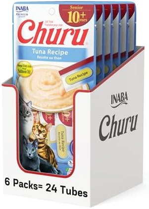 INABA Churu Senior Lickable Cat Treats, Tuna, 24ct