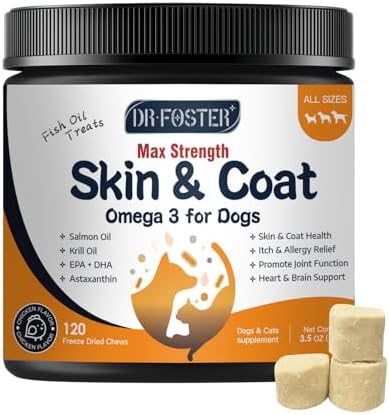 DRFOSTER Omega 3 Salmon Oil for Dogs, EPA & DHA, Skin & Coat, 120 Chews