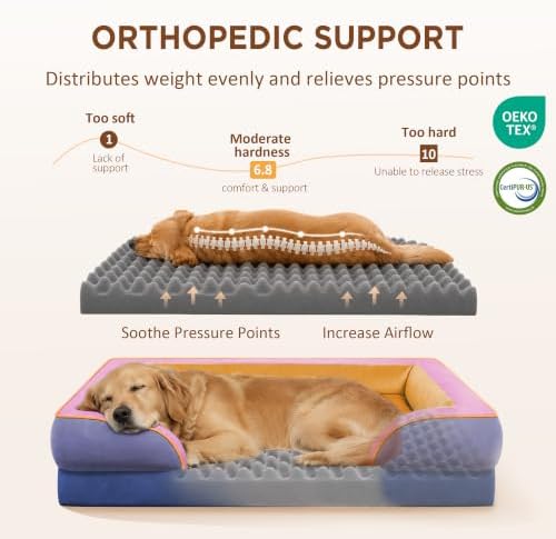 Comfort Expression Orthopedic Dog Bed for Extra Large Dogs with Bolster