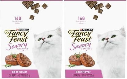 Fancy Feast Purina Limited Ingredient Cat Treats, Savory Cravings Beef Flavor - 3 oz. Box (Pack of 2)