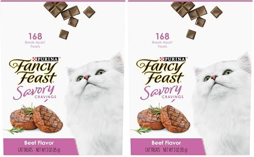 Fancy Feast Purina Limited Ingredient Cat Treats, Savory Cravings Beef Flavor - 3 oz. Box (Pack of 2)