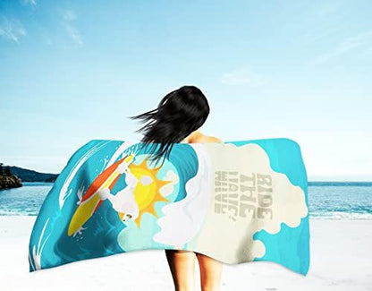 Caroline's Treasures MLM1260TWL3060 Surfer Dog Standard White Poodle Premium Beach Towel Oversized Towel Beach Blanket, Pool, Beach Essentials, Yoga, Premium Bath Towel, Quick Dry Plush