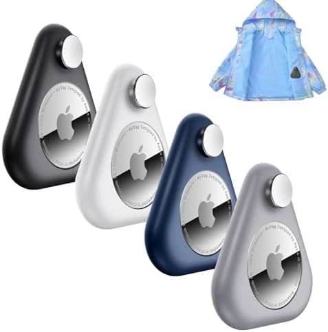 Airtag Holder for Kids Hidden 4 Pack Upgraded GPS Tracker Case, Anti-Removal Airtag Hard Case with Safety Pins, Avoid Airtag Loss, Suitable for Children, Elderly, Pets, Backpack, Luggage