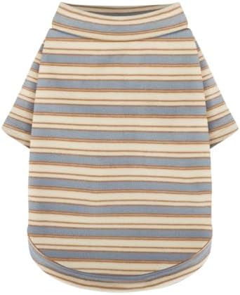 Paiaite Stylish Striped Block Dog Shirt Breathable Clothes Beige&Blue XL