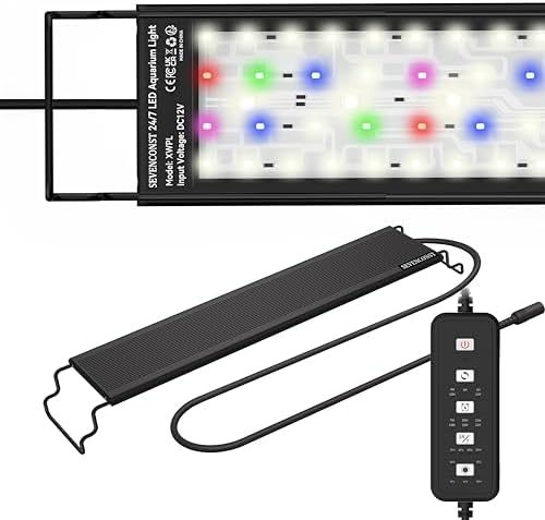 24/7 Mode LED Aquarium Light for 30-36 Inch Plant & Fish Tank, IP68 Full Spectrum Light, Sunrise-Daylight-Moonlight, White Red Green Blue Pink LEDs with Extendable Brackets for Freshwater