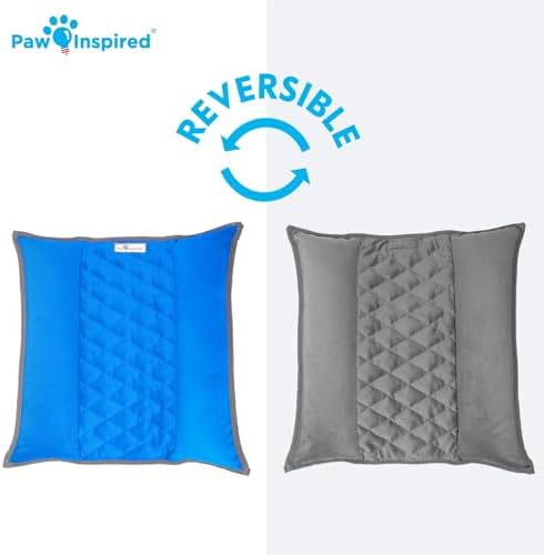 Paw Inspired Snuggle Bunny Bolster Bed, Gray/Blue, 17x17 Inch
