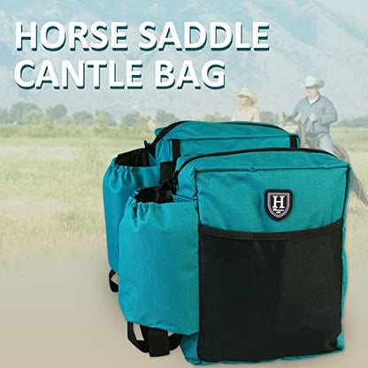 Harrison Howard Equestrian Western Saddle Bag Nylon Water Bottle/Gear Carrier Convenient Saddle Bag Dark Teal