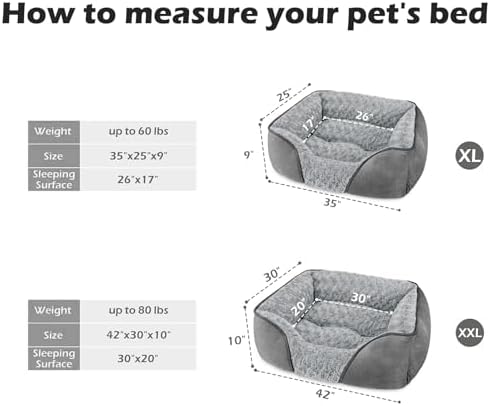 INVENHO X-Large Dog Bed Rectangle Washable Orthopedic Soft Calming Sleeping Durable Pet Cuddler with Anti-Slip Bottom