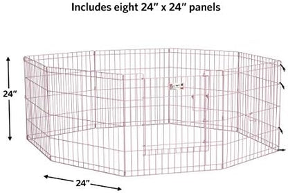 MidWest 24-Inch Pink Exercise Pen, Single Door, 16 Sq Ft Play Area