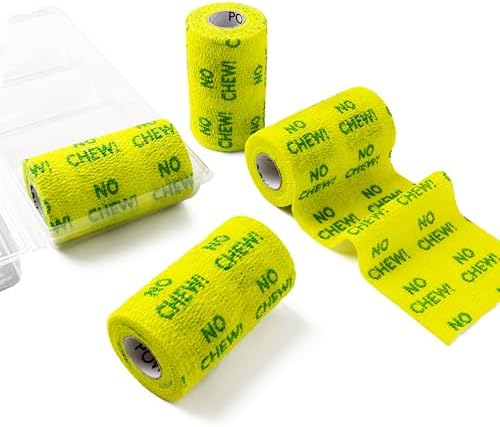 OVIK Health PowerFlex Equine – Extra Strong Self-Adhering Bandage Wrap – Wound Care, Compression & Support Bandage for Horses, Cows & Dogs – No Chew, 4 inch, 4 Rolls (Resealable Case)