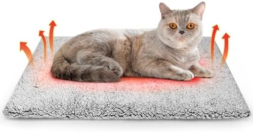 Buvlnee Self Warming Cat Bed Mat, Self Heating Mat for Dog, Extra Warm Thermal Pet Pad with Non-Slip Bottom, Removable Washable Cover for Indoor Outdoor Non Electric (Black, 20x30in)