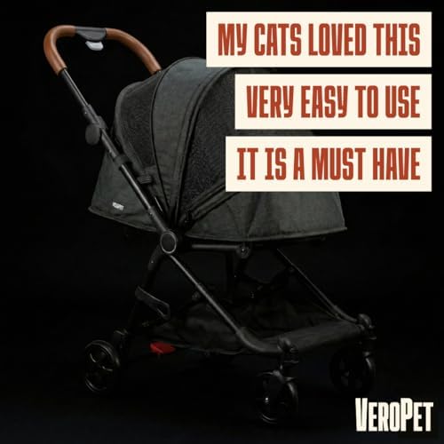 Pet Stroller for Small & Medium Dogs & Cats Lightweight Foldable Travel Stroller with Smooth 4-Wheel Ride, Breathable Mesh, Storage Basket & Aluminum Frame Comfortable & Easy to Maneuver