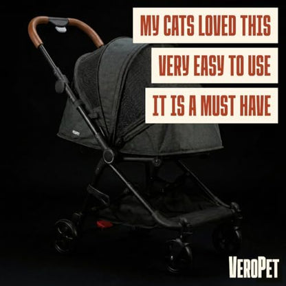 Pet Stroller for Small & Medium Dogs & Cats Lightweight Foldable Travel Stroller with Smooth 4-Wheel Ride, Breathable Mesh, Storage Basket & Aluminum Frame Comfortable & Easy to Maneuver