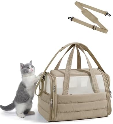 BAGSMART Cat Carrier Soft-Sided Puffy Quilted Collapsible Pet Travel Bag