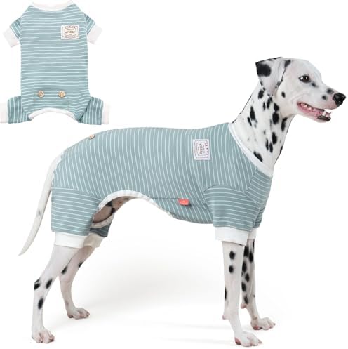 KYEESE Striped Dog Pajamas for Large Dogs Stretchy Onesie for Daily Wear