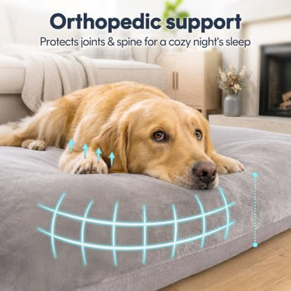 Magic Dog Super Soft Medium Dog Bed, 32 Inches Orthopedic Foam Pet Beds with Anti Slip Bottom, Dog Sleeping Mattress with Removable and Washable Cover, Grey M,32'' X 24'' X 3''