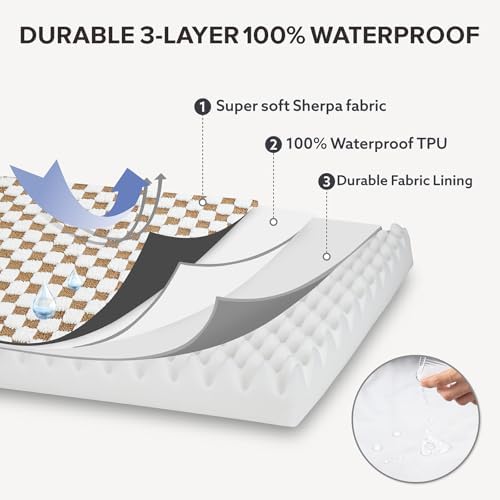 JOEJOY Dog Bed for Large Dogs, XLarge Orthopedic Dog Bed with Removable Washable Cover, Cute Modern Plush & Memory Egg Crate Foam Dog Bed, 42 x 28 inch, Brown