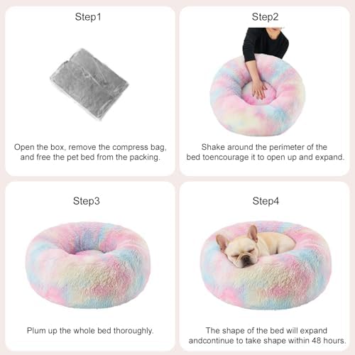 Dog Calming Beds for Medium Large Dogs Round Donut Washable Anxiety Dog Bed