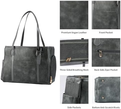 Stylish Dog Purse Carrier, Leather Pet Carrier Bag for Small Dogs Cats Puppy, Airline Approved Soft-Sided Carrier Grey