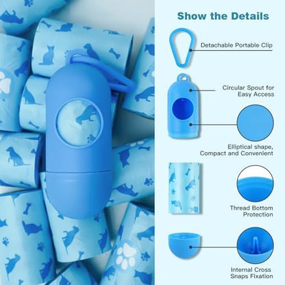 Joyeux 240 Count Ocean Scent Dog Poop Bags Rolls,with Dispenser