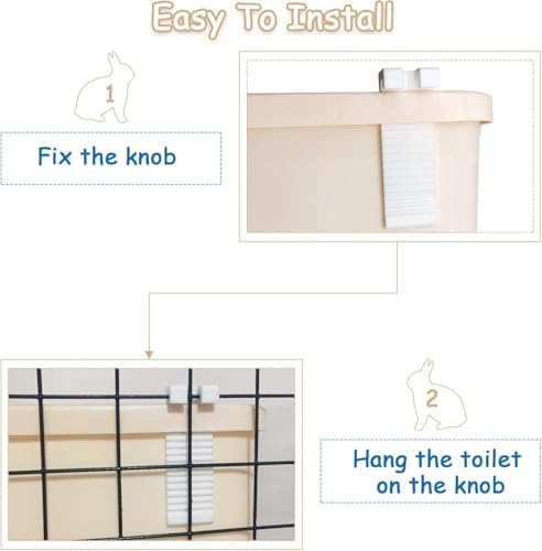 PINVNBY Extra Large Rabbit Litter Box Small Animal Potty Trainer Huge Bunny Litter Pan Plastic Pet Corner Toilet with Mash for Adult Guinea Pigs Chinchillas Ferrets (Beige)