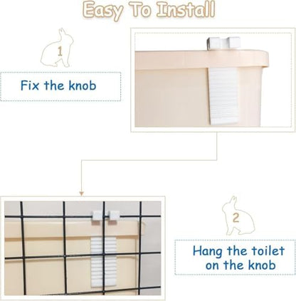 PINVNBY Extra Large Rabbit Litter Box Small Animal Potty Trainer Huge Bunny Litter Pan Plastic Pet Corner Toilet with Mash for Adult Guinea Pigs Chinchillas Ferrets (Beige)