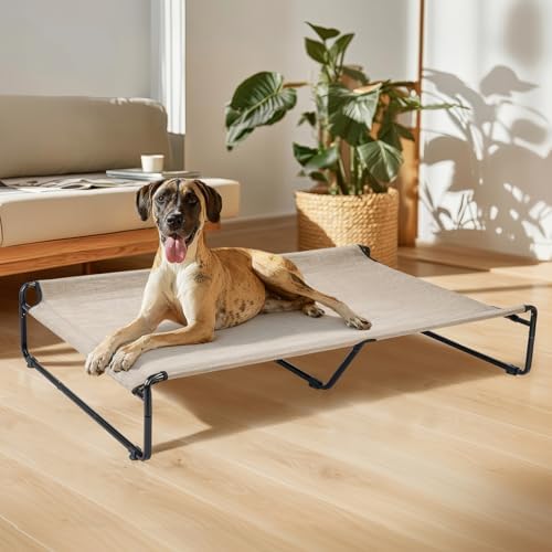 Veehoo Outdoor Elevated Dog Bed, Cooling Raised Dog Beds for Large Dogs